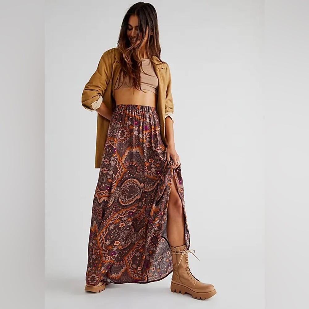 Free People Annalise Printed Maxi Skirt